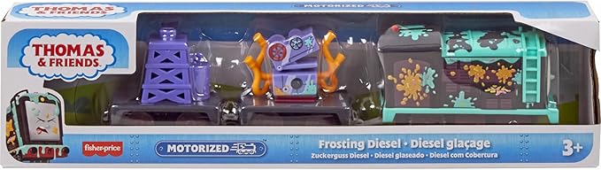 Thomas & Friends Motorized Toy Train Frosting Diesel Engine with Cargo Car & Robot Piece for Preschool Pretend Play Kids Ages 3+ Years