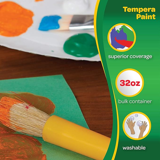 Crayola Washable Tempera Paint For Kids, Red Paint, Classroom Supplies, Non Toxic, 32 Oz Squeeze Bottle