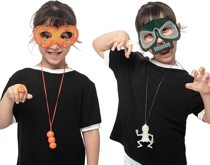 JOYIN 72 Pcs Halloween Glow Stick Bulk Light Up Party Supplies with 3 Eyescover, 3 Pendants, 6 Rings, 6 Wands, 6 Bracelets, 48 Glow Sticks for Halloween Glow in the Dark Party Favor Goodie Bag Fillers