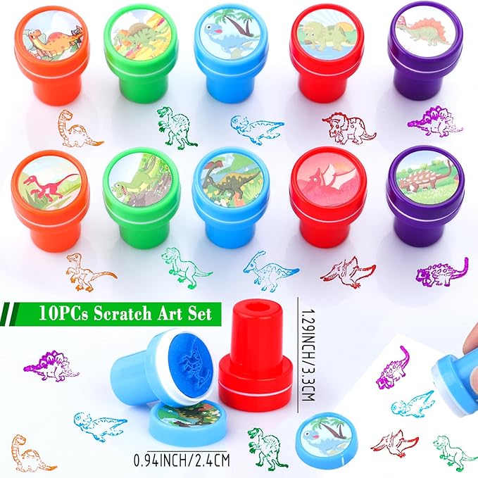 120Pcs Dinosaur Party Favors Dinosaur Birthday Party Supplies Dinosaur Stamps Slap Bracelets Keychains Rings Stickers Temporary Tattoos Bookmarks for Kids Dinosaur Pinata Bags Fillers Classroom Prizes