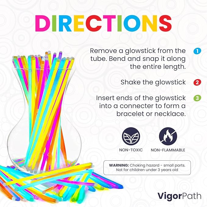 Set of 100' Luminous Sticks - 8" Glowsticks for Bracelets, Necklaces - Perfect for Neon-Themed Parties, Easter Celebrations, Festive Christmas Evenings, Spooky Halloween Nights, and Football Fanatic