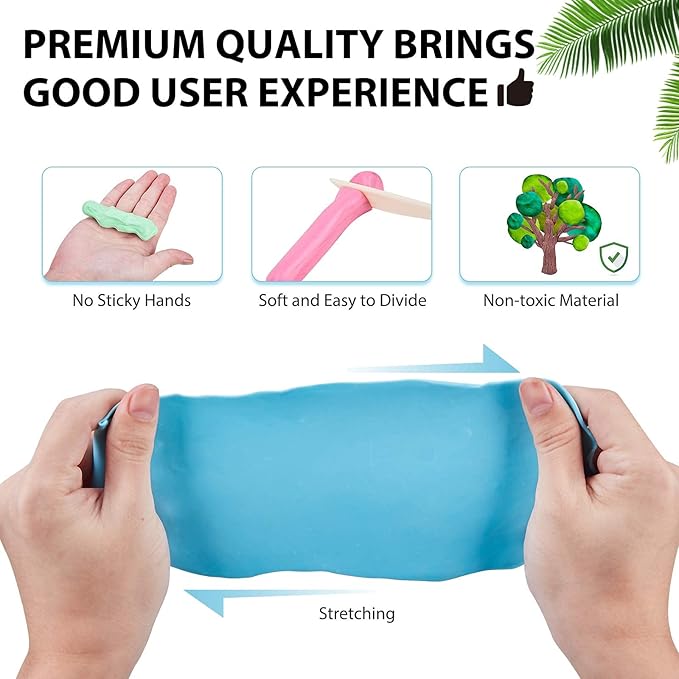 ifergoo Polymer Clay, Modeling Clay for Kids DIY Starter Kits, 50 Color Oven Baked Model Clay, Non-Toxic, Non-Sticky, with Sculpting Tools, Ideal Gift for Boys, Girls and Artists
