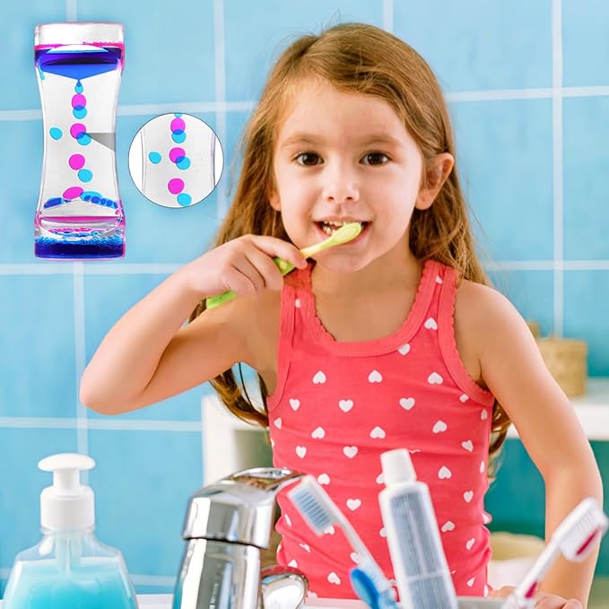 Oneshow Liquid Motion Bubbler Timer Oil Hourglass Water Timers Fidget Toy Sensory Toys for Kids Activity Gifts 3 Pack-Red&Green,Blue&Pink,Blue&Green
