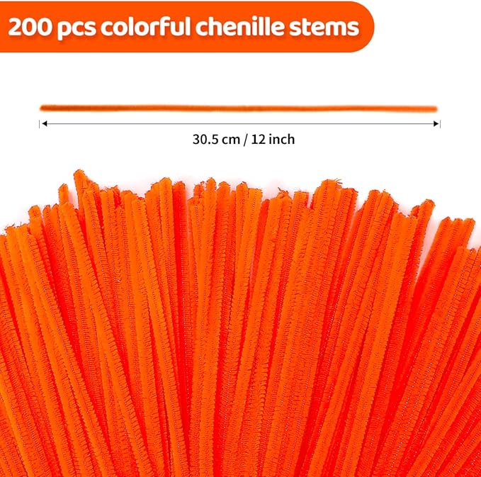 Eppingwin 200pcs Pipe Cleaners, Orange Pipe Cleaners Craft Supplies,Chenille Stems for DIY Arts Crafts Project(Orange)
