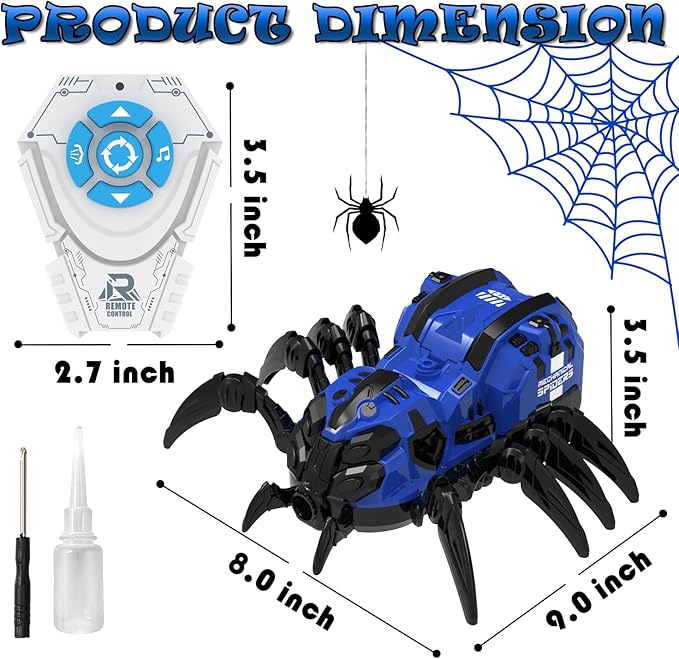RC Spider Robot Toy with 2.4GHz Remote, Lights, Music & Spray - Realistic Spider Gift for Kids, Perfect for Holidays, Parties & Pranks