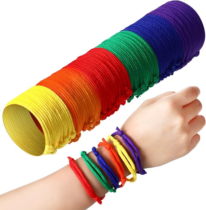 WILLBOND 216 Neon Friendship Bracelets Bulk for Kids Birthday Classroom Student Gift Adjustable Paracord Bracelets Rope Woven Neon Colors Valentine Day Gift Girls Boy Party Favors