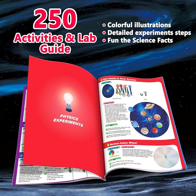 UNGLINGA 250+ Science Experiments Kits for Kids, Boys Girls Toys Birthday Gifts Ideas, Chemistry Set, STEM Activities Educational Project, Volcano, Solar System Planet and More Scientist Kit