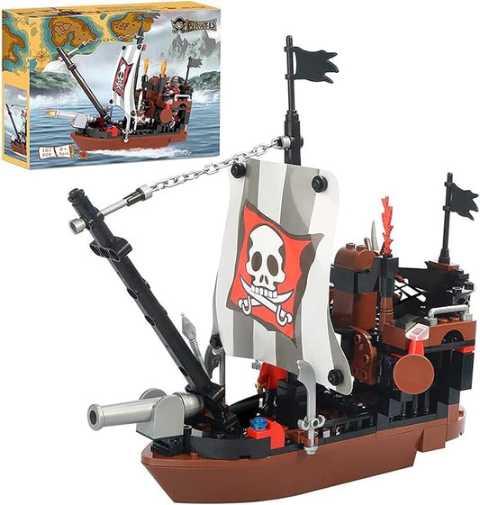 BRICK STORY Pirate Ship Building Blocks with 3 Mini Toy Figures, Boat and Ship Model Pirate Toys Building Kit Pirate Adventure Toys Sets Building Bricks Gifts for Boys Girls Age 6-12 and Up, 167pcs
