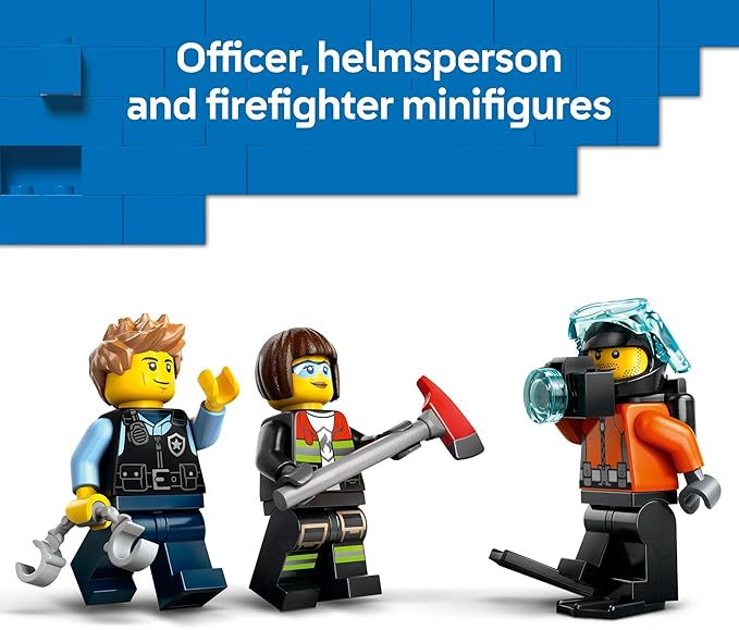 LEGO City Helicopter, Fire Truck & Submarine Remix Kids Toy - 3 Building Toys in 1 for Boys and Girls, Ages 7+ - Gift Idea for Birthdays and Holidays - with 3 Minifigures - 60462