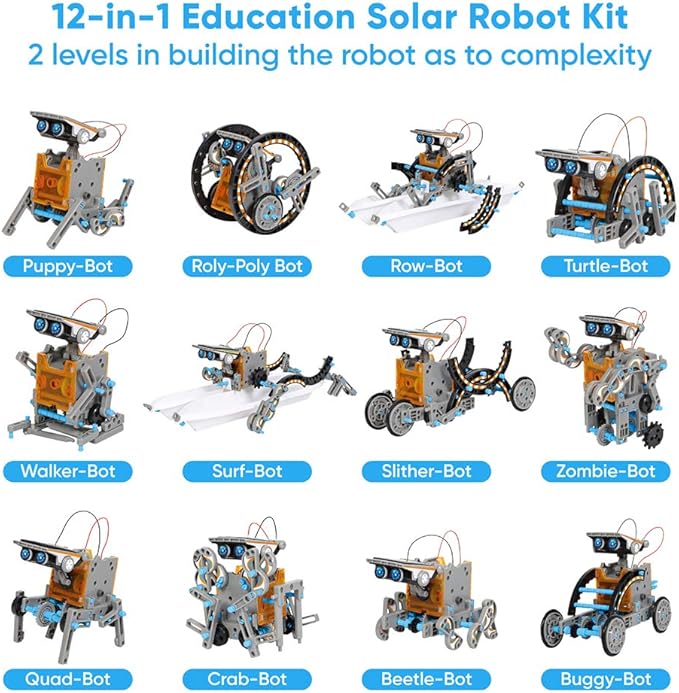 Sillbird STEM 12-in-1 Education Solar Robot Toys for Boys Ages 8-13, DIY Building Science Experiment Kit Birthday Gifts for Kids 8 9 10 11 12 13 Years Old, Solar Powered by The Sun