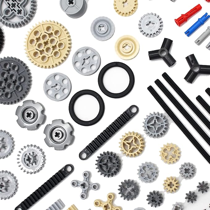 116PCS Gear and Axle Set for Technic Parts Compatible with with Major Brand Technic Parts, DIY Gears Assortment Pack(Gears Pins Axles Differential New) for Technic Building Blocks Set