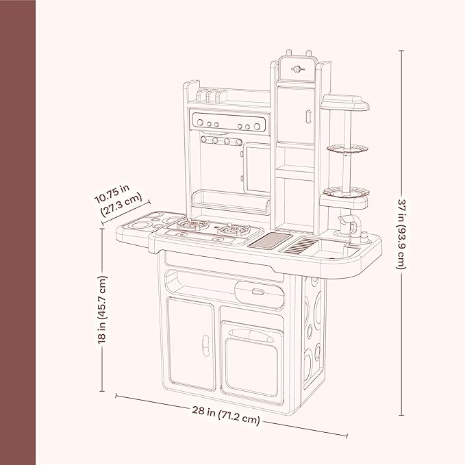 Sunnydaze Mini Meals Interactive Play Kitchen with Lights and Sounds - Kids Toy Kitchen Playset with 65-Piece Accessory Pack