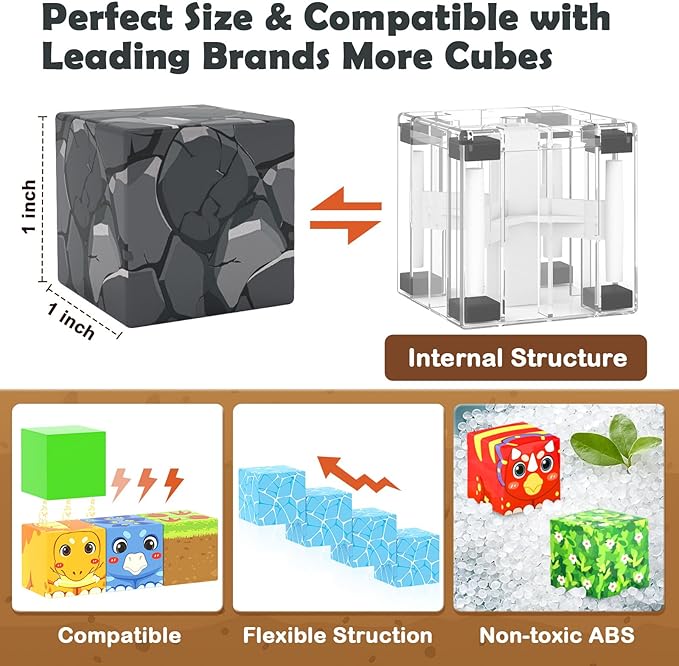 Magnetic Blocks Dinosaur Toys, Build Mine Magnet World Dinosaurs Set, Magnetic Tiles Building Toys for Boys & Girls Kids Ages 3-5 5-7, STEM Montessori Sensory Toys for Toddlers Gifts for 3+ Years Old