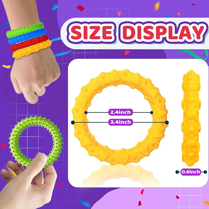 Sensory Fidget Toys for Kids Toddlers Stocking Stuffers 4PC Stretchy Texture Fidgets Bracelet for Autism ADHD Boy Quiet Figette Anxiety Relief Silent Calm Down Silicone Stress Toy Classroom Prizes
