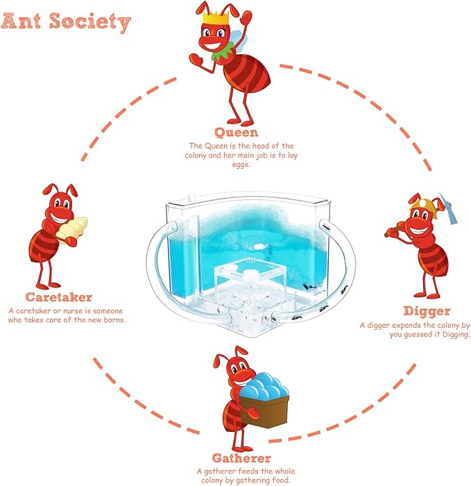 NAVADEAL Ant Farm Castle 2.0 with Connecting Tube, Ant Habitat Science Learning Kit, Best STEM 2021 Educational Kids Toy, Study Insect Behavior at Home & School, Plant Based Blue Gel 3D Maze Ecosystem