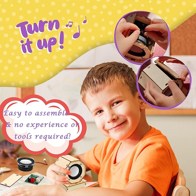 STEM Projects for Kids & Adults Build Your Own Bluetooth Speaker - Science Experiment Electronics Kit | Beginner's Starter DIY Set,STEM Gifts for Teenage Girls + Boys Ages 10 and Up (Single Speaker)