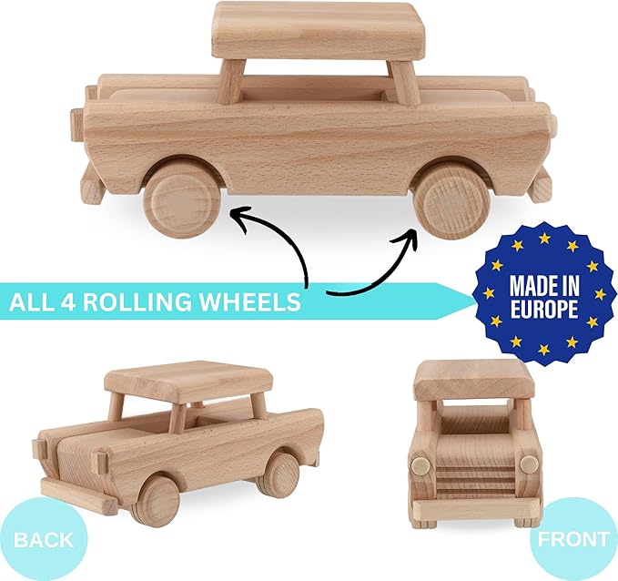 Wooden Car Trabant - DIY Wooden Cars - Toy Car for Kids & Adults - Handmade Wooden Toys - Preschool Learning Activities - Toddler Car - Educational Toys - Solid Wood