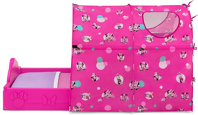 Delta Children - Disney Minnie Mouse Plastic Sleep and Play Toddler Bed with Tent, Pink