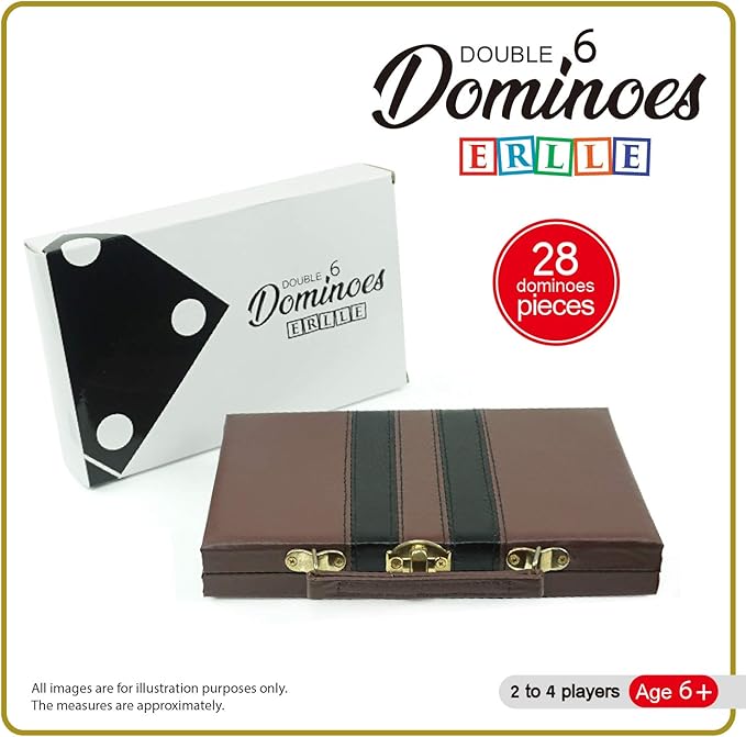 Premium Double 6 Dominoes Set, Jumbo Domino Set with Leather Case, Classic Domino Game for Adults & Kids, Travel-Friendly, Durable & Easy to Read Tiles