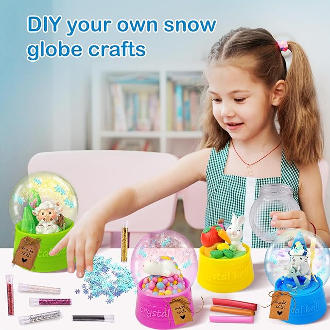Make Your Own Water Globe - Snow Water Stem Projects DIY Activities Glitters Supplies Perfect Arts and Crafts Clay for Girls Boys Kids
