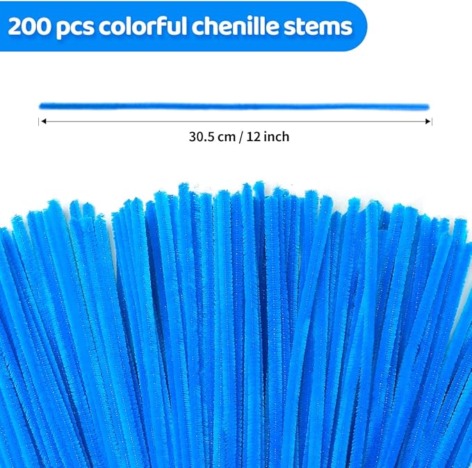 Eppingwin 200pcs Pipe Cleaners, Lake Blue Pipe Cleaners Craft Supplies,Chenille Stems for DIY Arts Crafts Project(Lake Blue)