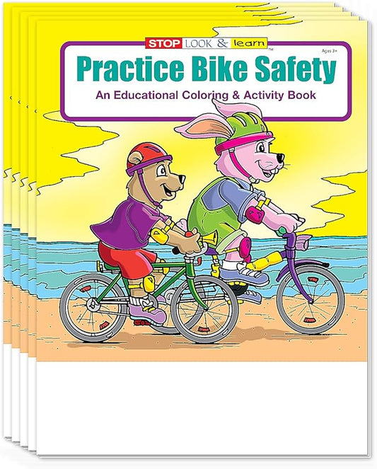 ZOCO - Bike Safety - Educational Coloring Books (25 Bulk Pack, Without Crayons) - Bicycle Rules, Road, Helmet Safety - Games, Puzzles, Activities for Kids