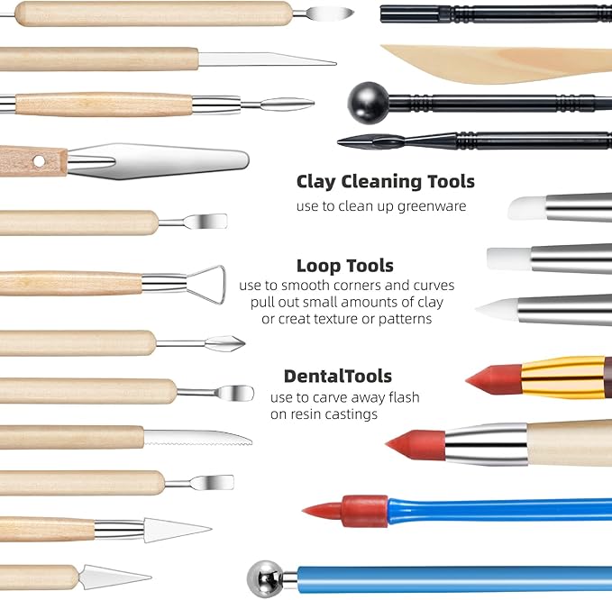 Clay Sculpting Tools,Air Dry Clay Tools,Pottery Tools,44 Pcs Double Sided Polymer Clay Tools Kit,Ceramics Tools,Modeling Clay Tools with Carrying Case Bag