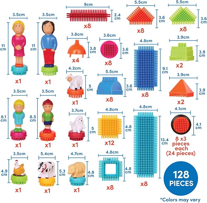 Battat- Bristle Blocks- STEM Interlocking Building Blocks- 113 pc Playset- Reusable Storage Case- Developmental Toys for Toddlers & Kids- Deluxe Builder Case- 2 Years +