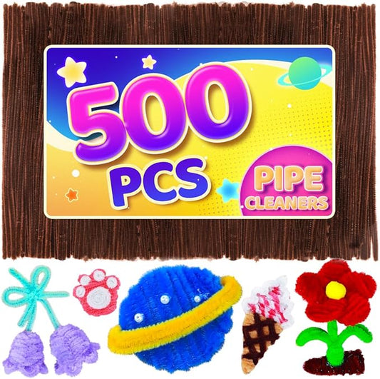 Eppingwin 500pcs Pipe Cleaners, Dark Coffee Pipe Cleaners Craft Supplies, Brown Chenille Stems for DIY Arts Crafts Project(Brown)