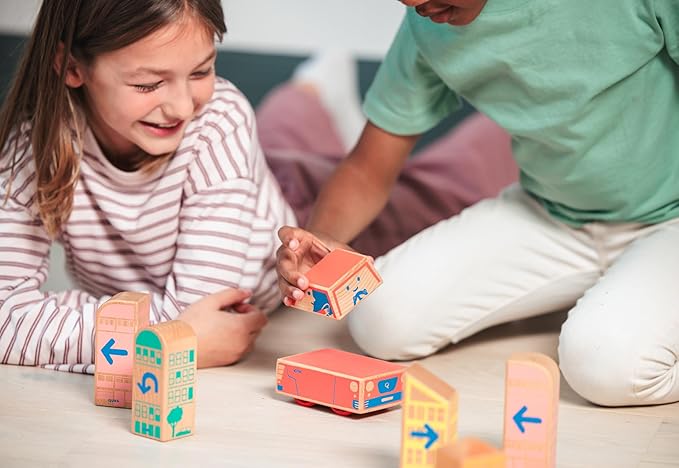 Cody Block U-Turn Expansion Set, Educational Wooden Building Blocks and Car STEM Toys for Preschool Kids Ages 3+