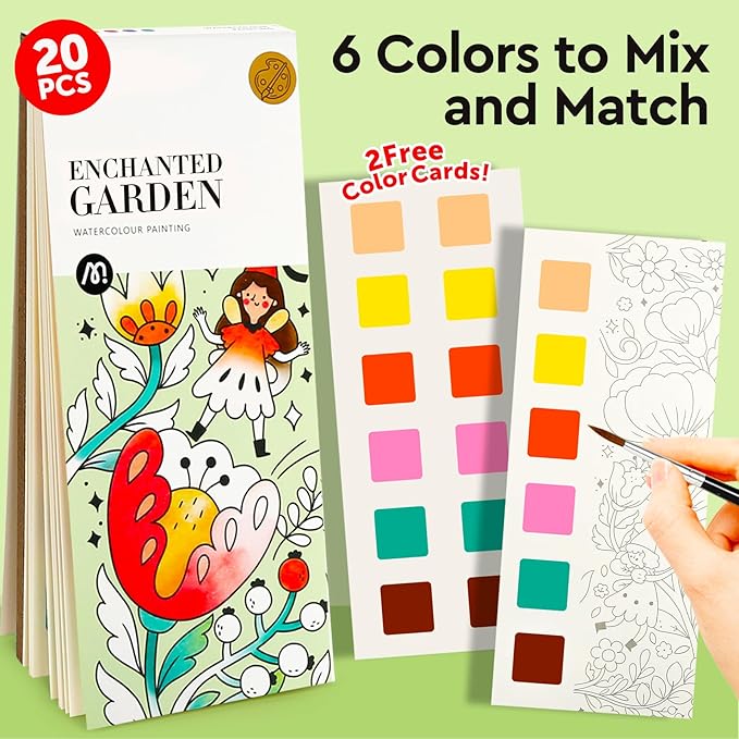 Watercolor Coloring Books for Kids Ages 5-6,8-12,Travel Pocket Water Color Paint Set for Toddlers Party Birthday Thank You Exchange Gift Art and Craft Easter Basket Stuffers for Toddlers