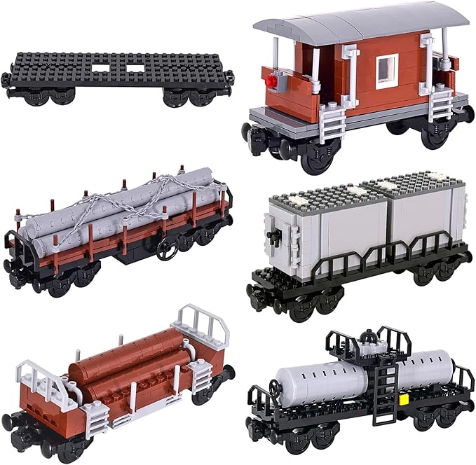6IN1 City Freight Train Car Building Set, DIY Toys for Teens and Adults, Compatible with Lego 630 Building Accessory (6IN1 Train Set)