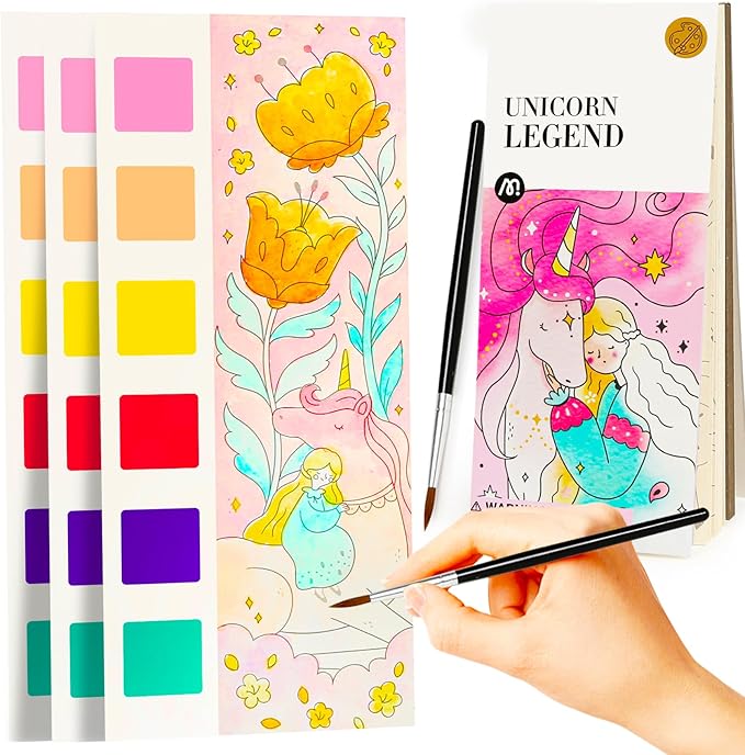 Watercolor Coloring Books for Kids Ages 4-6,8-12,Travel Pocket Water Color Paint Set for Toddlers Party Birthday Thank You Exchange Gift Art and Craft Easter Basket Stuffers for Toddlers
