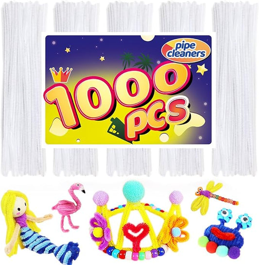 Pipe Cleaners, Pipe Cleaners Craft, Arts and Crafts, Crafts, Craft Supplies, Art Supplies (1000 White Pipe Cleaners)…
