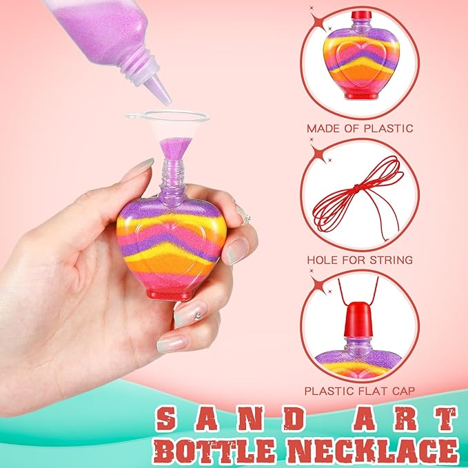 Libima 40 Pcs Sand Art Necklaces for Kids Bulk Sand Art Bottle, Colored Sand for Crafts Create Your Own Sand Art Sets for DIY Craft Making Classroom Activities Party Favors, Without Sand