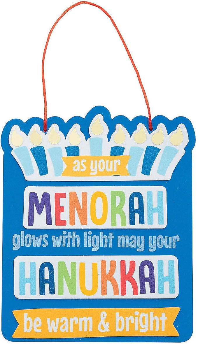 Fun Express Hanukkah Message Sign Craft Kit – DIY Craft Kits for Kids Create Personalized Holiday Signs Includes All Materials for Fun & Creative Activities – Perfect for Hanukkah Parties – 12 Pieces