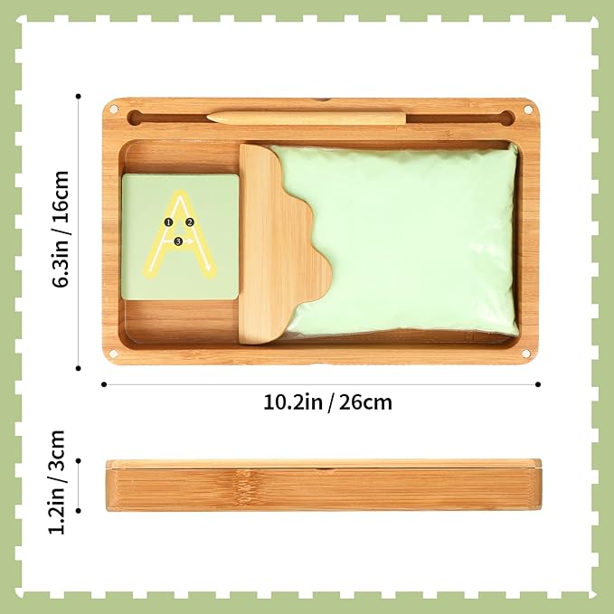 Sand Tray for Classroom Montessori Sand Tray with Lid Wooden Sand Trays for Kids Writing Letters and Numbers (Green)
