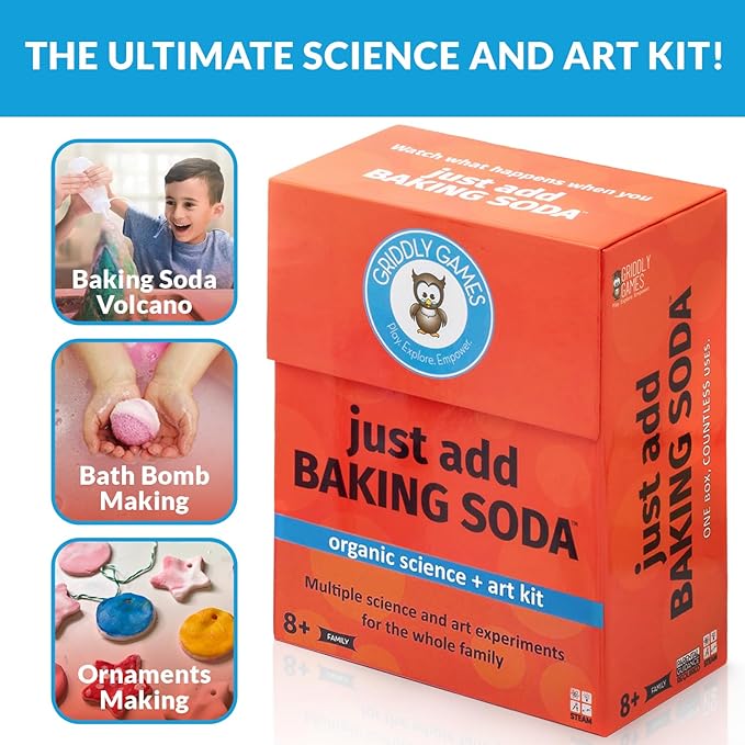 STEM Toys by Griddly Games - Art & Science Kits for Kids Age 8-12 Fun & Educational Science Toys, Engaging Kids Activity Kit, Perfect Science Kit for Hands-on Learning (Just Add Baking Soda)