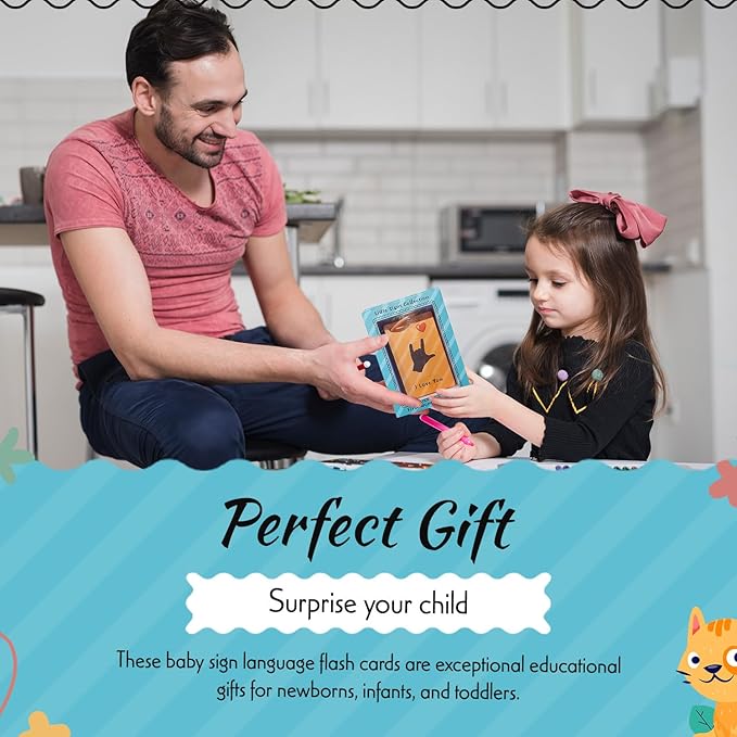ASL First Word Flash Cards, American Sign Language Flashcards for Toddlers and Beginners, Sign Language Gifts for Kids, Talking Hand Pre-Learning Material for Communication