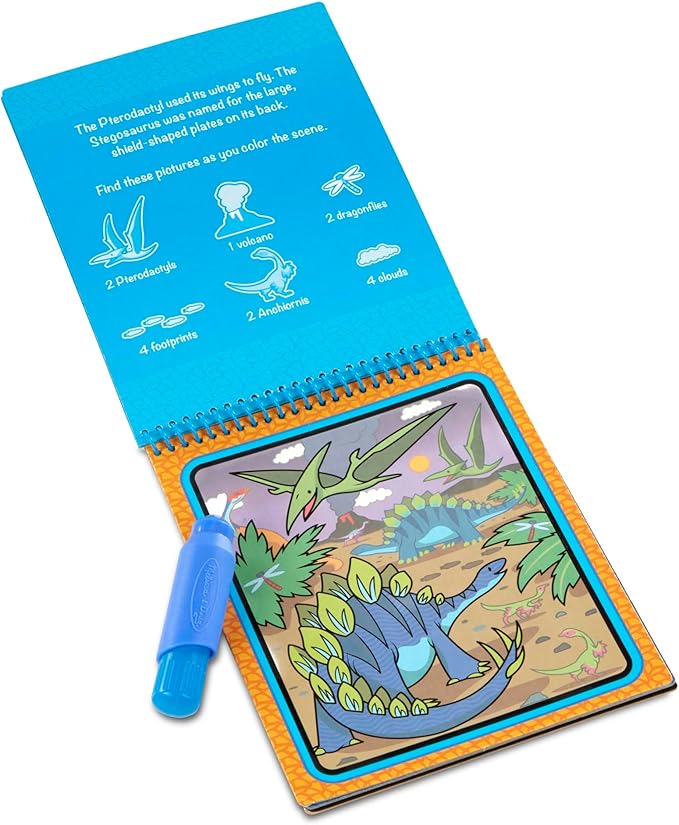 Melissa & Doug On The Go Water Wow! Mess Free Coloring Book, Reusable Water-Reveal Activity Pad, Dinosaurs, Travel Toys, Party Favors, for Toddlers & Kids Ages 3+