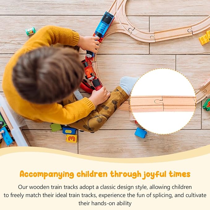 16 Pcs Straight Wooden Tracks Expansion Wood Train Track Connectors and Adapters Male Male Female Female Train Track Accessories Wood Train Track Pieces Train Bridge for Most Major Toy Trains Railway
