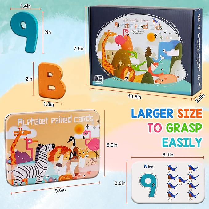 LOOIKOOS Number and Alphabet Flash Cards for Toddlers 3-5,ABC Montessori Toys for 3+ Year Old Wooden Letters Puzzle Preschool Learning Activities