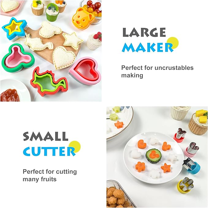 Sandwich Cutter and Sealer, Sandwich Cutter for Kids 5 PCS(BIG), Decruster Sandwich Maker, Great for Lunchbox and Bento Box - Boys and Girls Kids Lunch