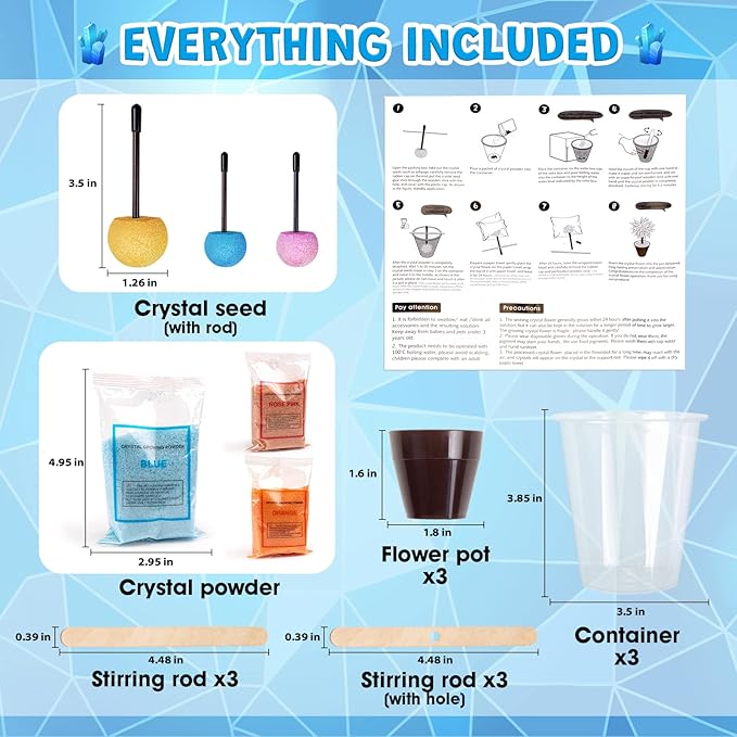 GobiDex Crystal Growing Kit, Science Kits for Kids Age 8-12, Grow Fast in (24H) Science Experiments Lab Toys, DIY STEM Projects Learning & Educational Toys, Crafts Gift Boys & Girls Ages 6 7 8 9 10 12