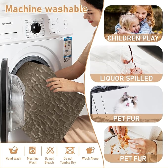 100% Waterproof Recliner Chair Covers for Reclining Chair, Small Recliner Covers That Stay in Place, Non-Slip Recliner Armchair Cover with Pockets for kids, Pets, Dogs, Cat, Washable,Coffee,23lN