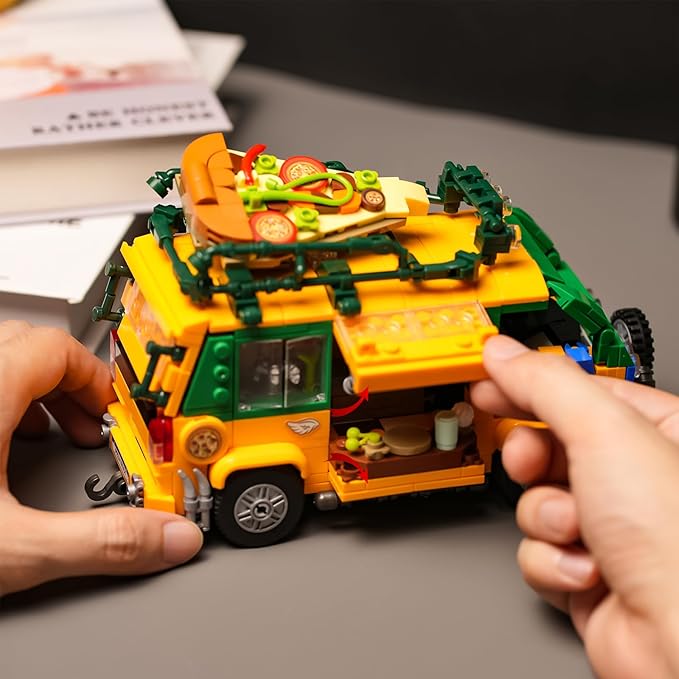 City Turtles Pizza Truck Building Set Compatible with Lego for Boys 8-12 Years,for Adutls Ninja Building Collection 652 PCS