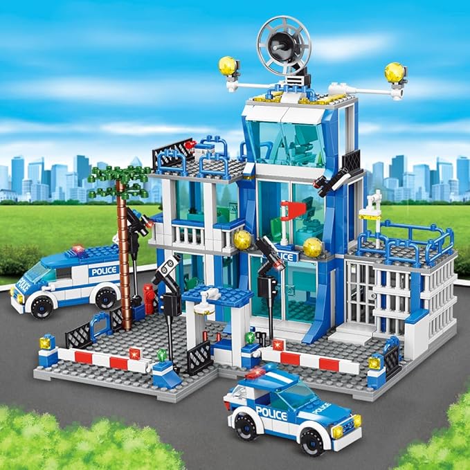 City Police Station Building Sets, 570pcs City Police Sets Toy Building Bricks Kit, Compatible with Lego,Gift for Boys 6-12