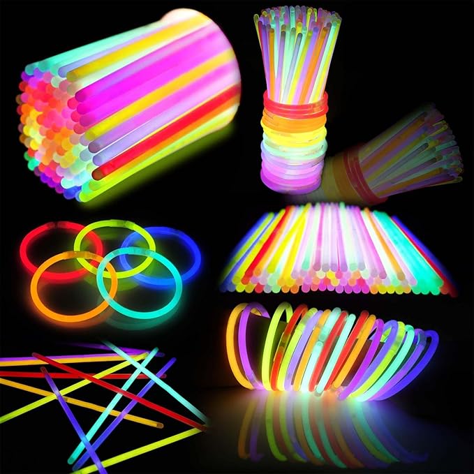 100PCS Glow Sticks Bulk Party Pack, Halloween Glow Sticks For Kids Camping, Glow In The Dark Sticks,8” Glow Party Supplies Bracelets