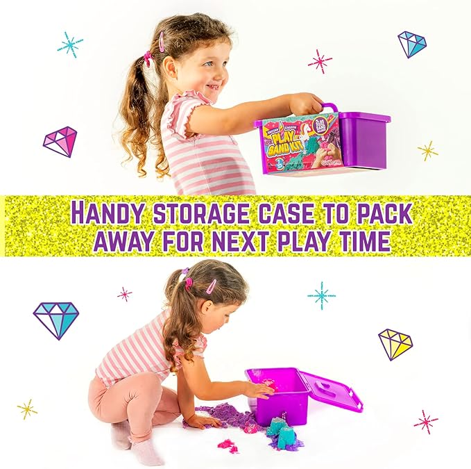 GirlZone Unicorn Sensory Bin Kingdom Sand Art Kit, 2lbs Moldable Colored Sand, 7 Tools for Kids, Rainbow Sand, Imaginative Playtime, Sensory Fun, Ideal Birthday & Holiday Gifts for Girls on Easter