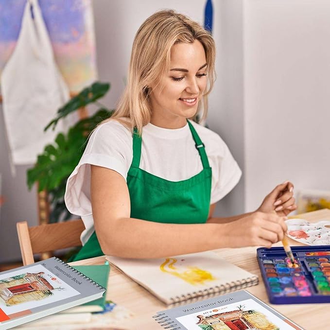 HTVRONT Watercolor Paper - 100 Sheets 5.5"x8.5" Watercolor Pad, 140 lb/300 GSM Watercolor Paper Pad, Spiral Bound for Full Spread & Sturdy Use, Ideal for Wet & Dry Media